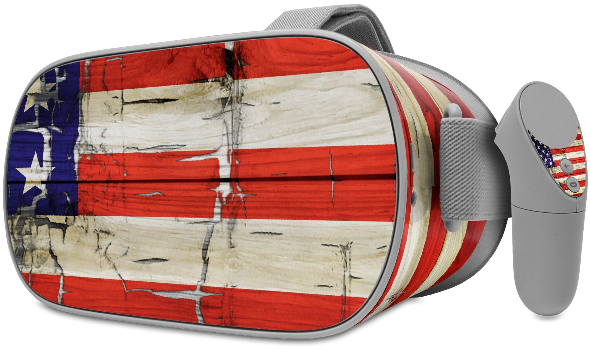 Decal Style Skin Wrap Compatible With Oculus Go Headset - Painted Faded And Cracked Usa American Flag (Oculus Not Included)