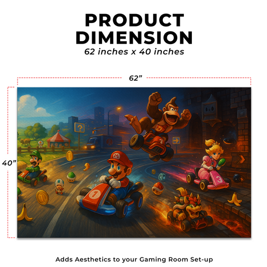 Mario Kart Inspired Decor Rug- 62x40 inches